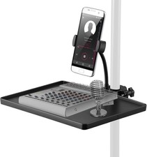 2-In-1 Microphone Stand Tray with Phone Holder Clamp-On Mic Rack Tray Adjustable