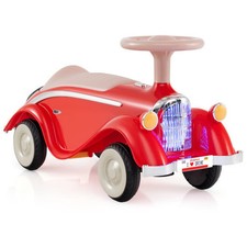 Toddler Ride on Toy Classic Sliding Car with Horn and LED Headlight-Red - Color: