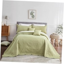 Oversized King Bedspread 128x120 Extra Wide Super King 128"x120" 2-sage Green