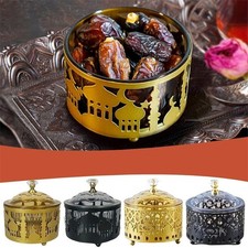 Eid Mubarak Serving Platters Metal Ramadan Dessert Tray Food Storage Box Jar