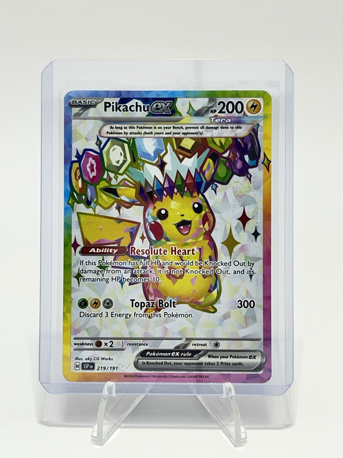 Pokemon TCG Pikachu ex 219/191 Hyper Rare Gold Card Surging Sparks Near Mint