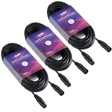 XLR Cables Microphone Male to Female Mic Speaker Black 50ft 3 PCS