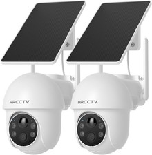 ARCCTV Solar Security Cameras Wireless Outdoor, 2 Pack 2.4G/5G Dual Band WiFi