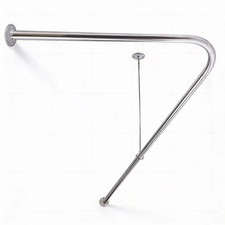 5' Corner Shower Curtain Rod, 90 Degree L Shaped Shower Curtain Rod Aluminum Fin