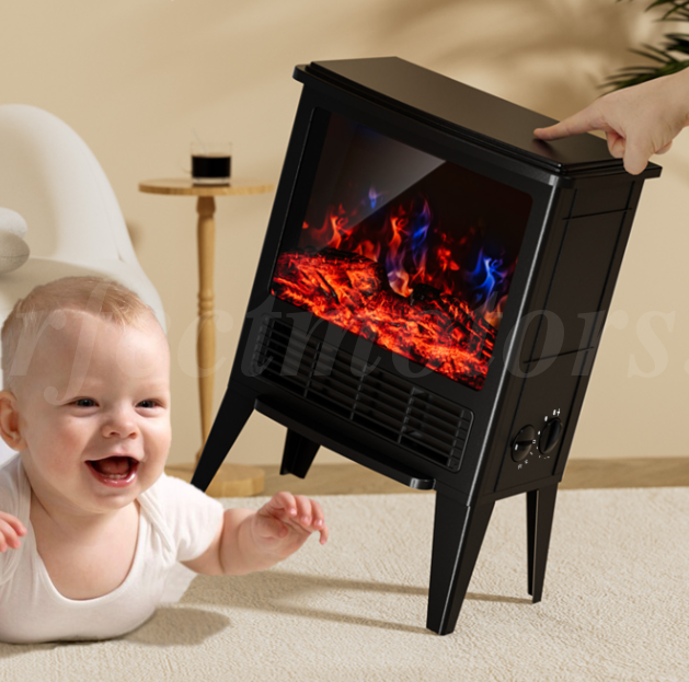 Electric Fireplace 1500W Space Heater Simulated Fire Flame