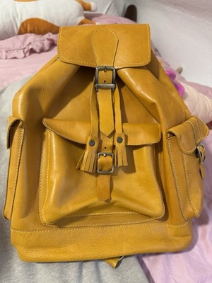 Echter Leder Rucksack aus Kamel-Leder   Senfgelb / Vintage Stil   Top Zustand