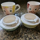Vintage Anthropomorphic Norcrest Mom & Pop Coffee MUG/CUP & ASHTRAY Set AS IS — photo 3