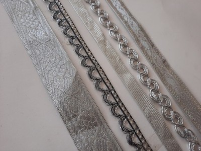 9 Meter Border Mix Lot non-elastic Silver Black Mixture Of 5 Various Tip