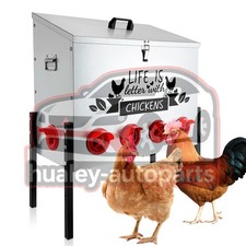 Extra-Large Galvanized Metal Chicken Feeder 95 lb with 10 No-Waste Ports