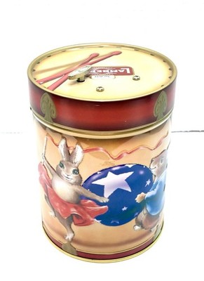 Lambertz Tin Can Musical Cookie Empty Rabbits Bunnies Bunny Vtg Wind Up Germany