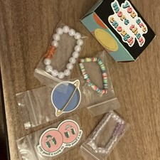 Girls Multicolor Beaded Charm Bracelets Set w/ Inspirational Box  S  