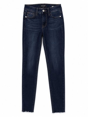 Judy Blue Skinny Fit Raw Hem Dark Wash Stretch Jeans Size 0/24