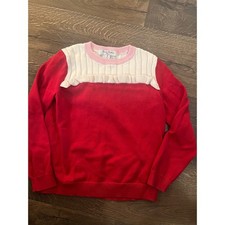 Brooks Brothers Fleece Kids Girls Red Sweater Size Medium 10 Ruffled Collar