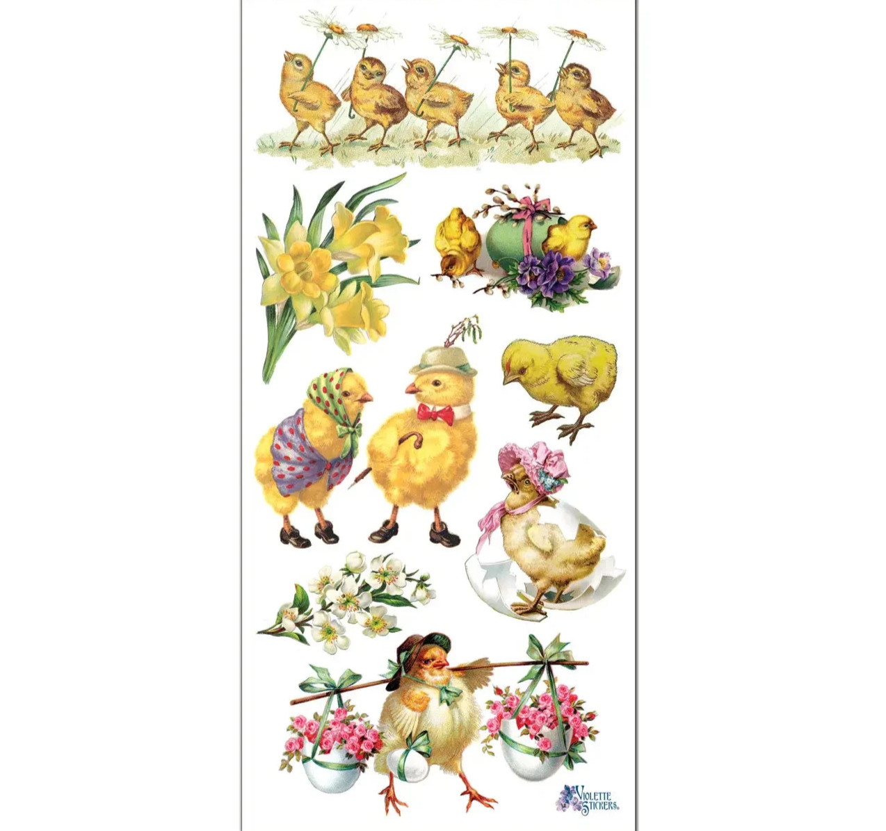 Violette Easter Chick Stickers Chick-A-Dee Junk Journal Collage Scrapbooking