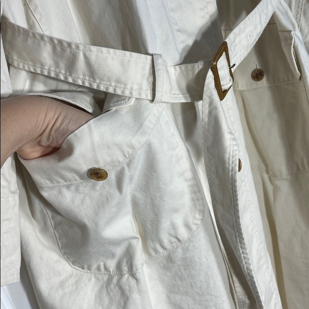 INÈS DE LA FRESSANGE X UNIQLO Trench Coat Size XL Cream Button Up Belt Pockets thumbnail 5