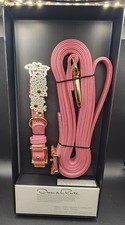 Oscar De La Renta Pink Floral Dog Collar and Leash Set Size Small - NIB NOS