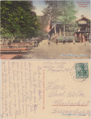 Ansichtskarte Loschwitz-Dresden Volksheim Heidepark 1914