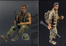 Unpainted 1/35 2 US Army Soldiers Vietnam War Resin Figure Model Kit Unassembled