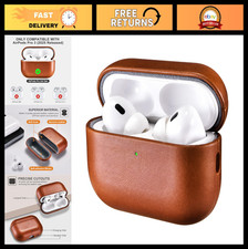 Genuine Leather AirPods Pro 3 Case - Handmade Vintage Cover, Shockproof, Wireles