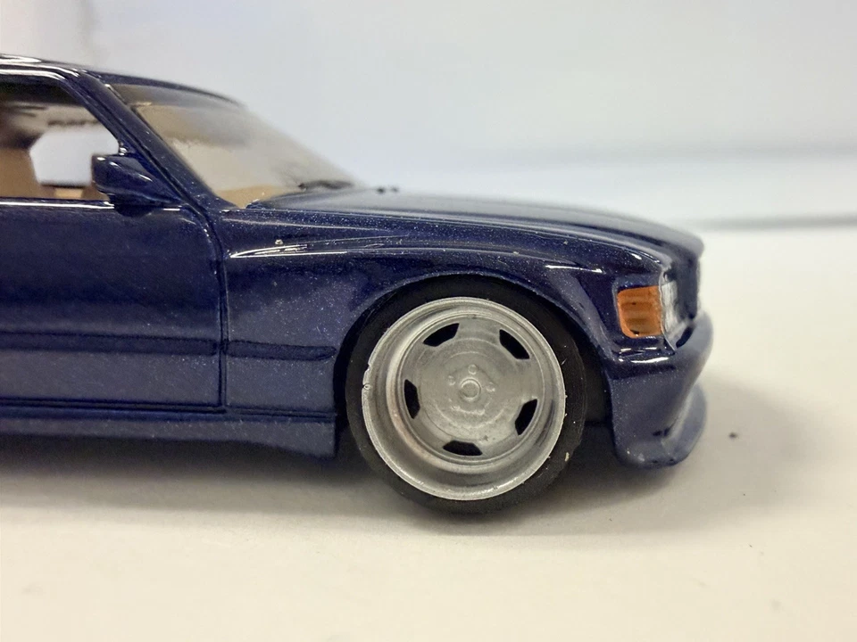 Hot Wheels Custom Mercedes-Benz 560 SEC AMG Azul Suelto 3D Plato Profundo Rueda Intercambio Foto 3 de 4