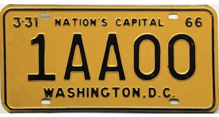 99 CENT SALE 1966 Washington DC District Of Columbia SAMPLE License Plate NR