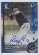 2022 Bowman Draft Chrome Pick Blue Wave Refractor 3/150 Jared Poland Auto 2f9