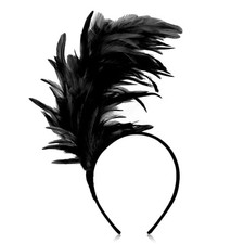 Feather Fascinator Headbands for Women Elastic Headband for Prom Black