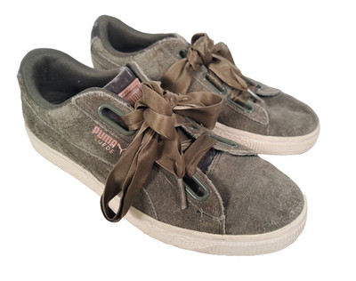 Puma Heart Green Velvet Rose Gold Suede Sneaker Schuh Sneaker Damen UK 4 EU 37