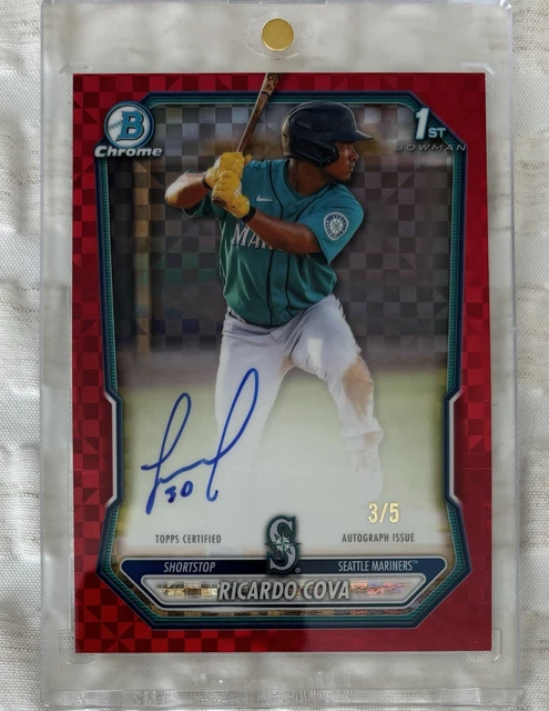 2026 BOWMAN CHROME RICARDO COVA 1ST BOWMAN AUTO RED /5 🔥🔥 X-FRACTOR
