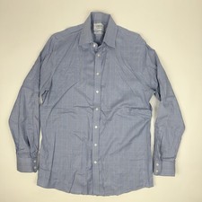 Mens Charles Tyrwhitt Non-Iron Slim Fit Blue Glen Plaid Dress Shirt Size 16.5 36