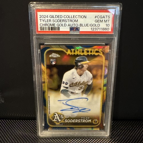 TYLER SODERSTROM 2024 TOPPS CHROME GILDED ROOKIE BLUE GOLD RC AUTO /50 PSA 10