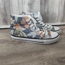 Floral High Top Canvas Sneakers Shoes Womens  8 New Without Tags beach vacation