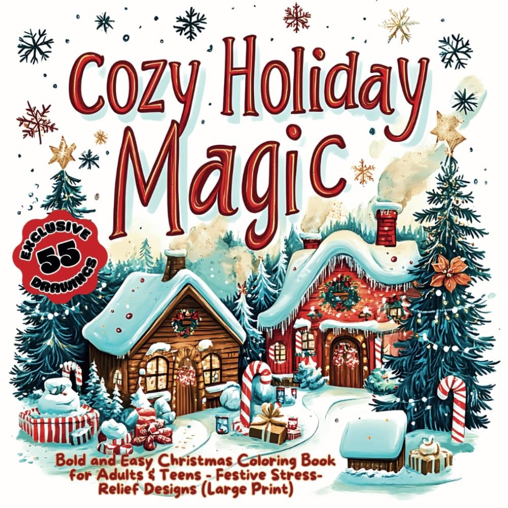 Cozy Holiday Magic: Bold and Easy Christmas Coloring Book for Adults & Teens...