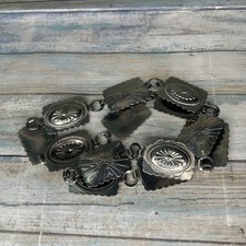 Vintage Concho Belt 70s Fiesta Stamped Southwestern Boho Silver Tone Metal 32  