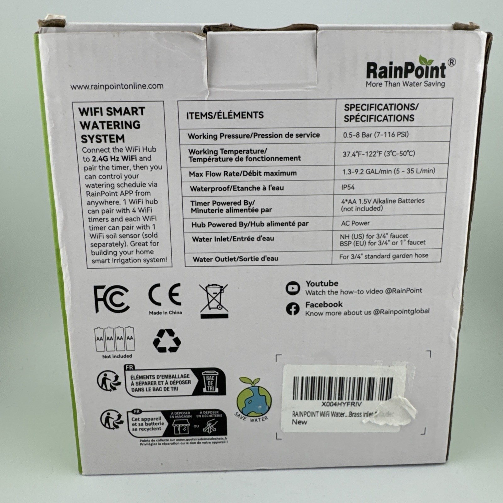 RAINPOINT Smart Sprinkler Timer+Hub Valve APP/Voice Control Weather Auto Rain