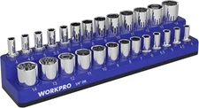WORKPRO Magnetic Socket Organizer, 1/4-Inch Metric Socket Holder, Tool Trays Hol