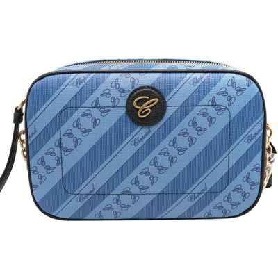 Chopard Women's Crossbody Bag Happy Sport Blue Canvas Zip-Around Mini 95000-1115