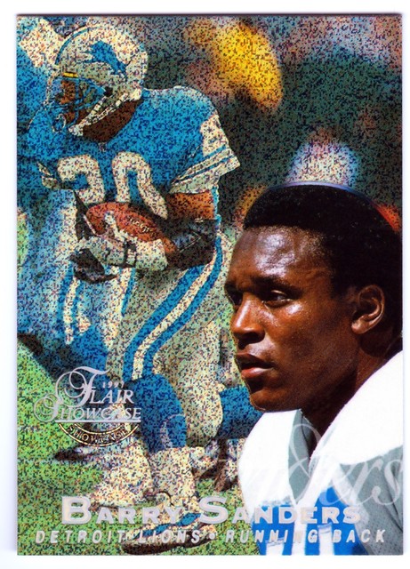 1997 Flair Showcase Barry Sanders Row 0 Seat 20 Sharp And Clean!