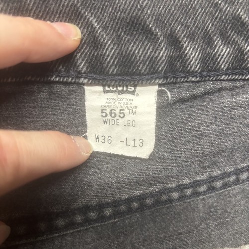 Vintage Levis 565 Shorts Mens 36 Black Denim Wide Leg Jorts Hipster Orange Tab - Picture 3 of 8