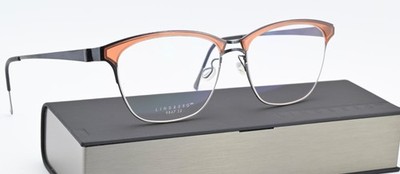 LINDBERG Brille 9847 52-15 T410 135 Col. PU14 Strip Titanium Lachs Transluzent