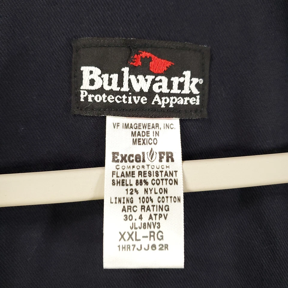 Bulwark FR Jacket Mens 2XL Flame Resistant Heavyweight Full Zip Snap Up Dark - Image 3 of 4
