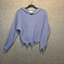 Full Circle Trends Distressed Hoodie Lrg Soft Grunge Cozy Girl Indie Sleaze
