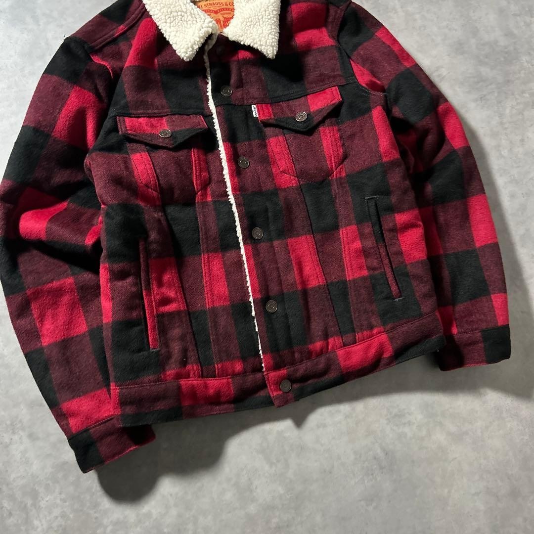 Levi's current model check snap button denim jack… - image 4