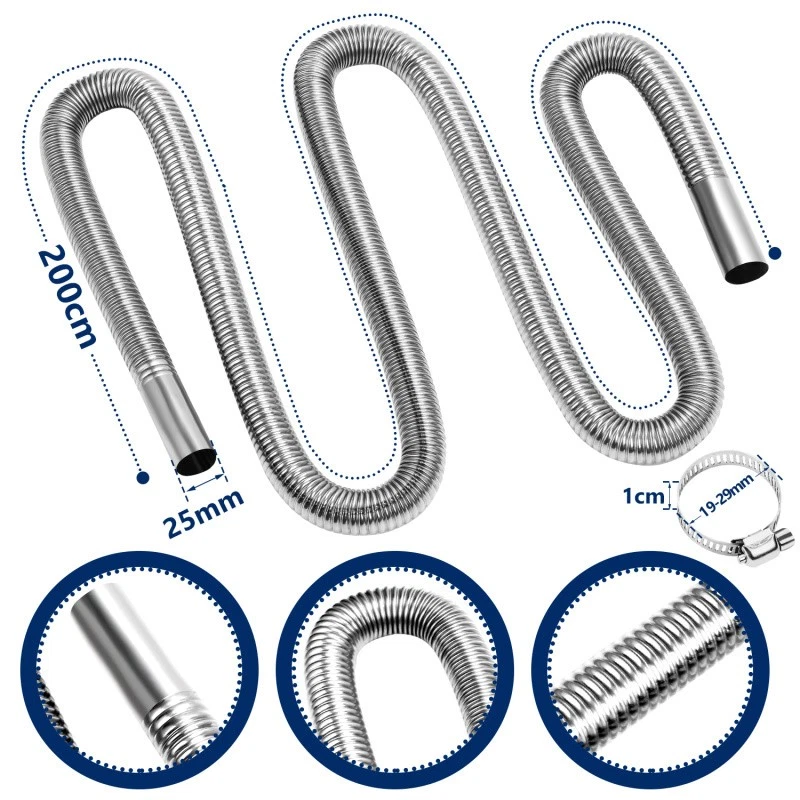 Abgasschlauch Abgasrohr Standheizung Diesel Flexrohr Set Edelstahl 2M/3M φ25mm - Bild 2 von 4
