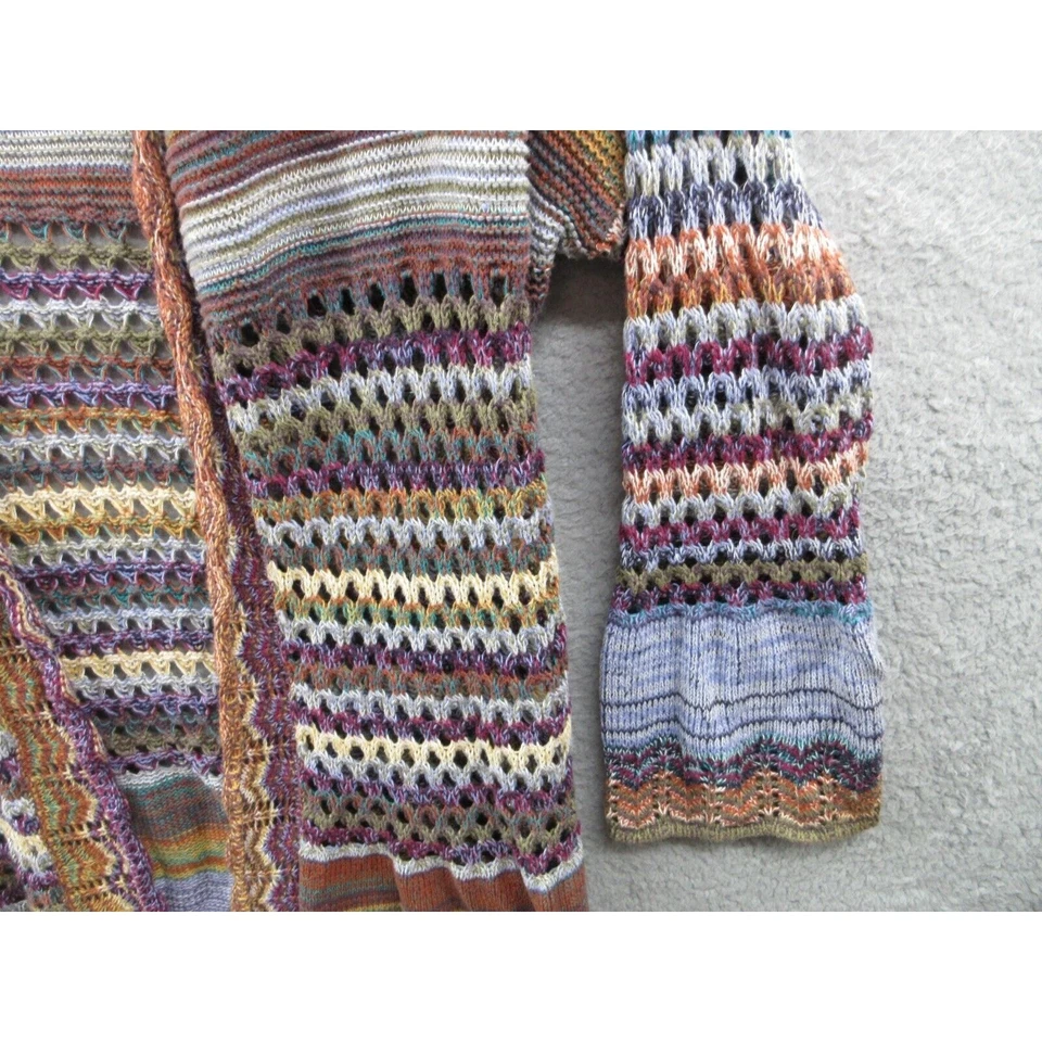 Cárdigan boho abierto tejido a ganchillo suave envolvente para mujer talla 1X suéter a rayas Foto 4 de 4