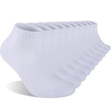 Mens 100 Cotton Cushioned Ankle Socks Athletic Running Moisture Wicking