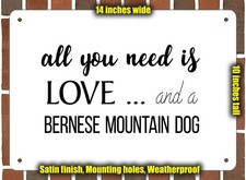 Metal Sign - Bernese Mountain Dog Love - 14x10 inches
