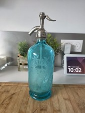 SMA Siphon ancien en verre bleu tête métallique