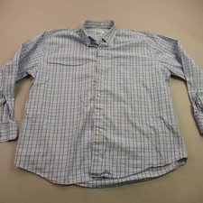 Peter Millar Shirt Mens XL Long Sleeve Button Front Plaid Blue Lightweight