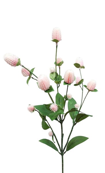 Artplants Kunstblumen Zweig Kugelamarant Thusnelda, Rosa-Weiß, 70Cm-image